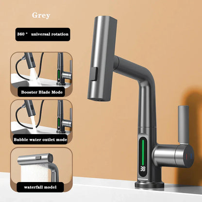 Modern Stainless Steel Faucet with LED Temp Control