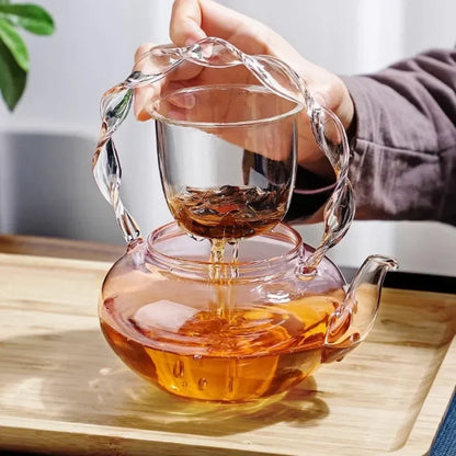 Colorful Flower Pattern Glass Tea Pot Infuser