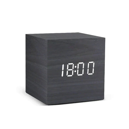 Simple Wooden Digital Alarm Clock with Temperature Display