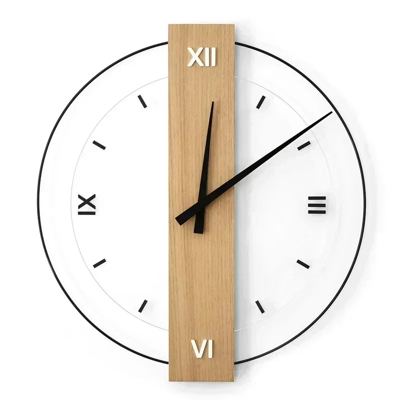 Quiet Wooden Wall Clock with Smooth Mechanism