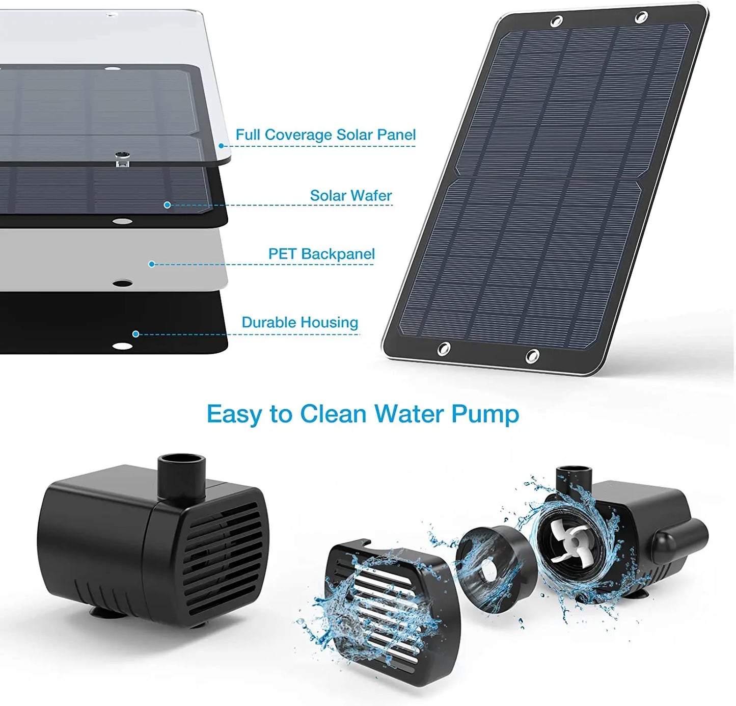 Solar Powered Fountain Kit for Pond and Garden Use