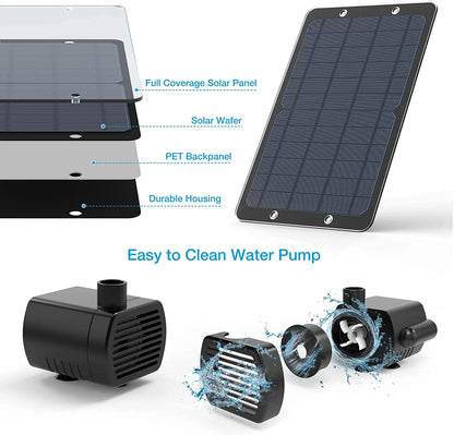 Solar Powered Fountain Kit for Pond and Garden Use