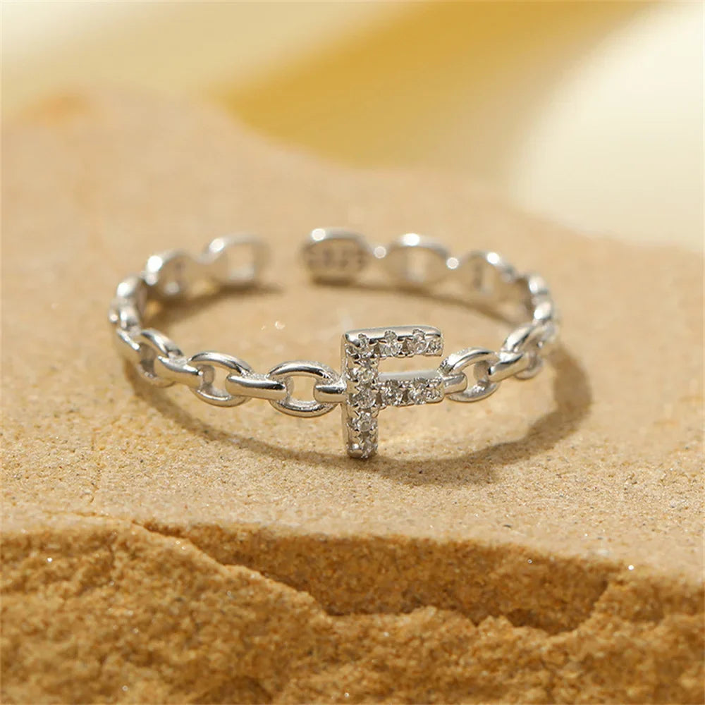Delicate Diamond Initial Letter Ring