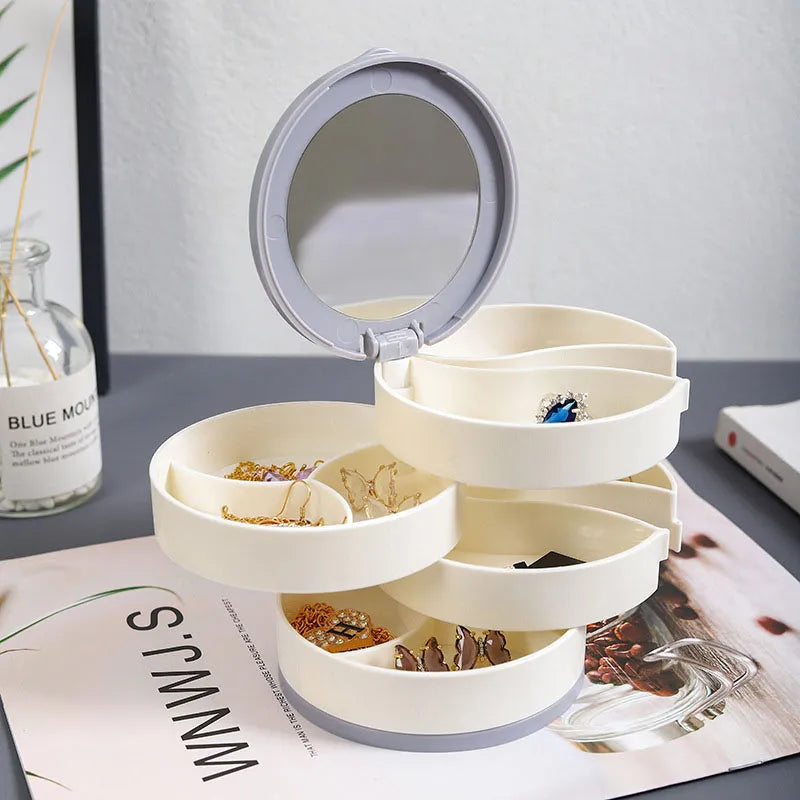 Spinning 3-Tier Jewelry Box Storage Organizer