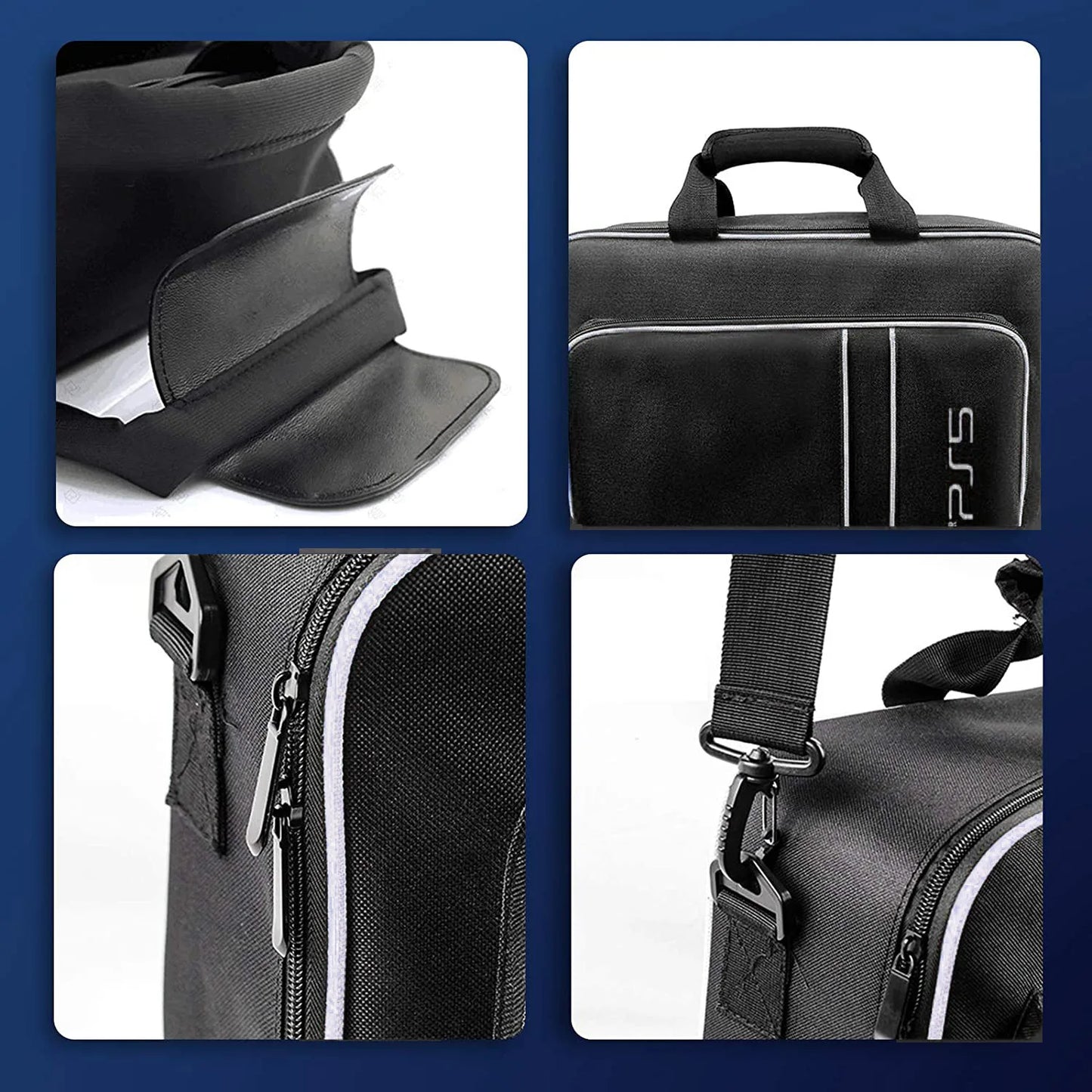 Durable PS5 Travel Bag with Shoulder Strap & Pockets