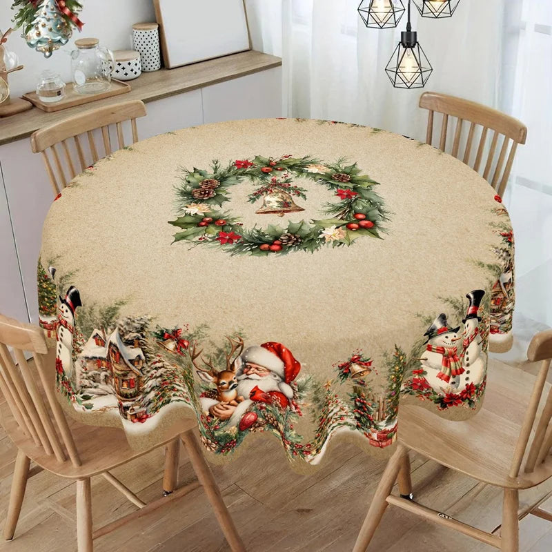 Christmas Table Cover Santa Snowman Design