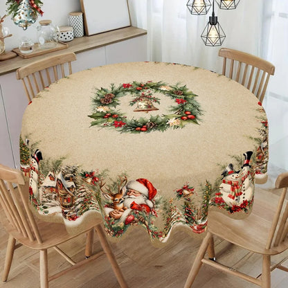 Christmas Table Cover Santa Snowman Design
