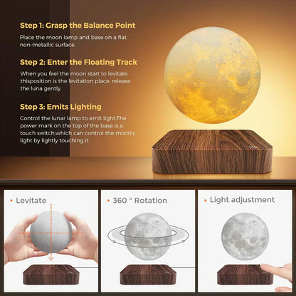 Glowing Orb Magnetic Moon Lamp with 3D LED Light