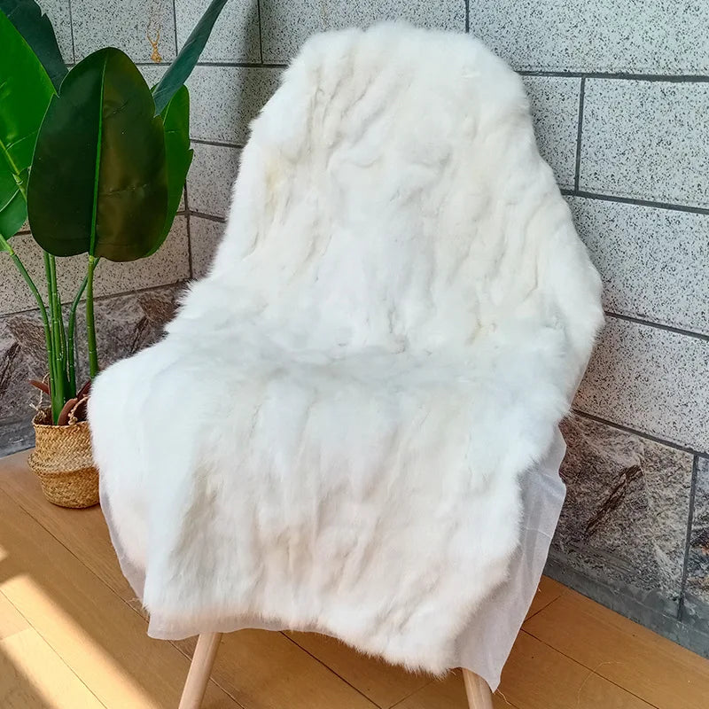 Plush Fake Fur Throw 100x50cm Natural Soft Blanket