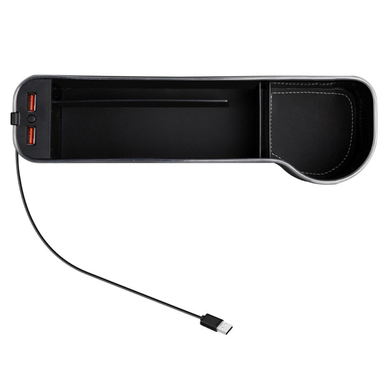 Car Storage Box with USB Charger and LED Light