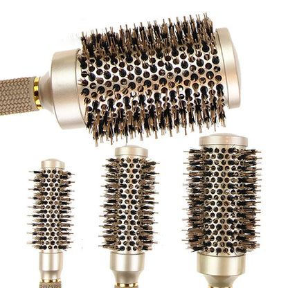 Round Hair Brush Set Ceramic & Boar Bristles Anti Frizz