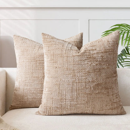 Soft Chenille Pillow with Natural Bamboo Pattern