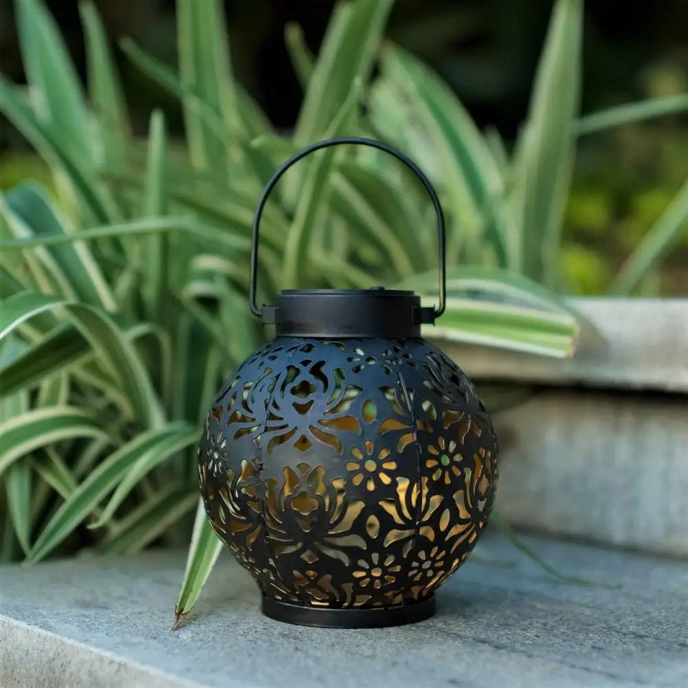 Outdoor Solar Hanging Lamp with Iron Decor & Projection