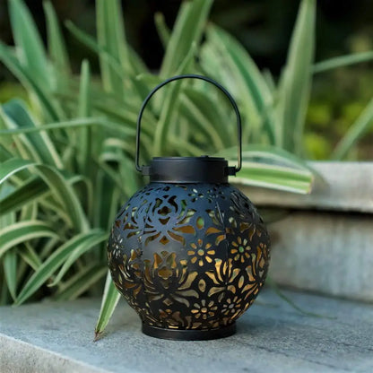 Outdoor Solar Hanging Lamp with Iron Decor & Projection