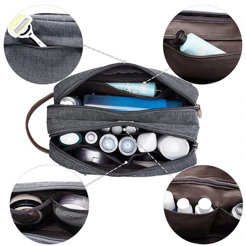 Waterproof Travel Toiletry Bag with Leather Strap
