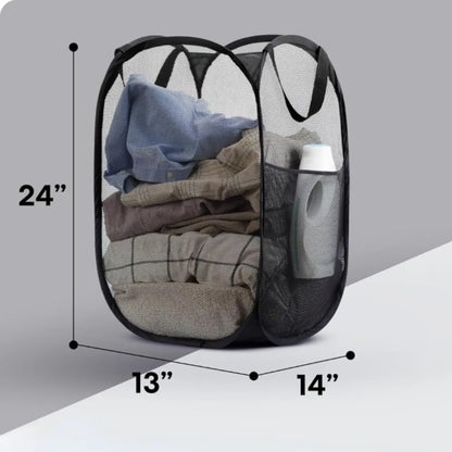 Portable Folding Laundry Hamper with Pocket