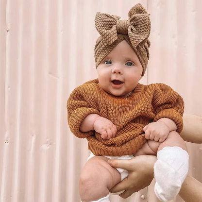 Soft Baby Beanie with Cute Bow Headband