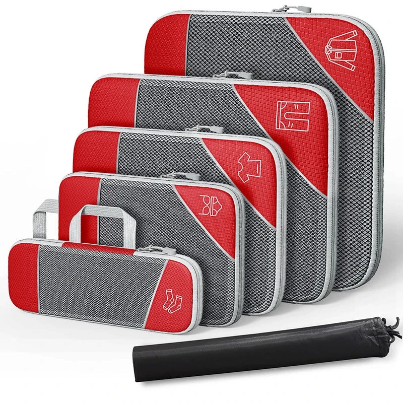 Compact Travel Packing Cube Set 6pc Waterproof Bags