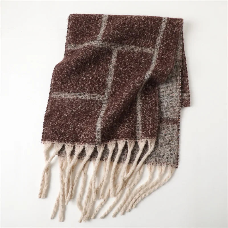 Soft Cashmere Blend Winter Scarf with Tassels