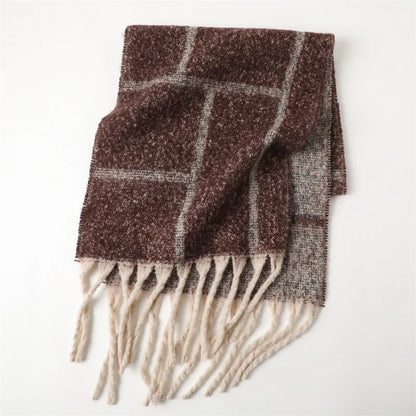 Soft Cashmere Blend Winter Scarf with Tassels