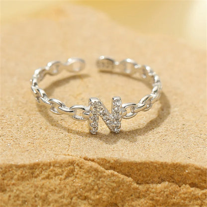 Delicate Diamond Initial Letter Ring