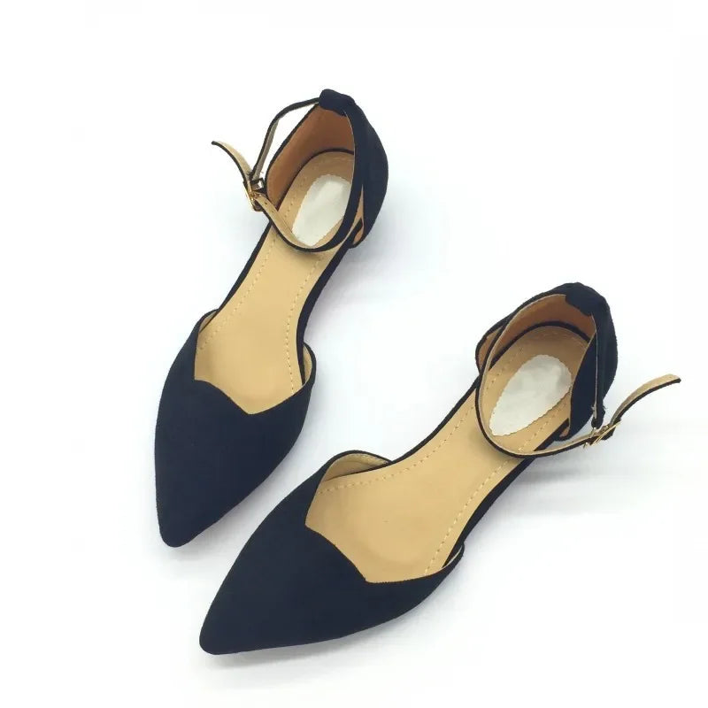 Women's Classic Low Heel Pumps Blue Pointed Toe Shoes