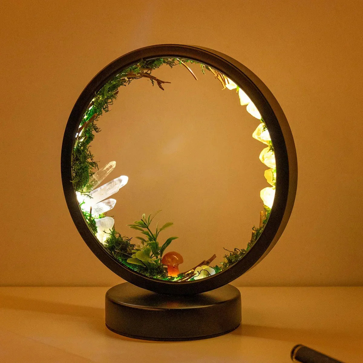 Beautiful Night Lamp with Green Crystal Accent