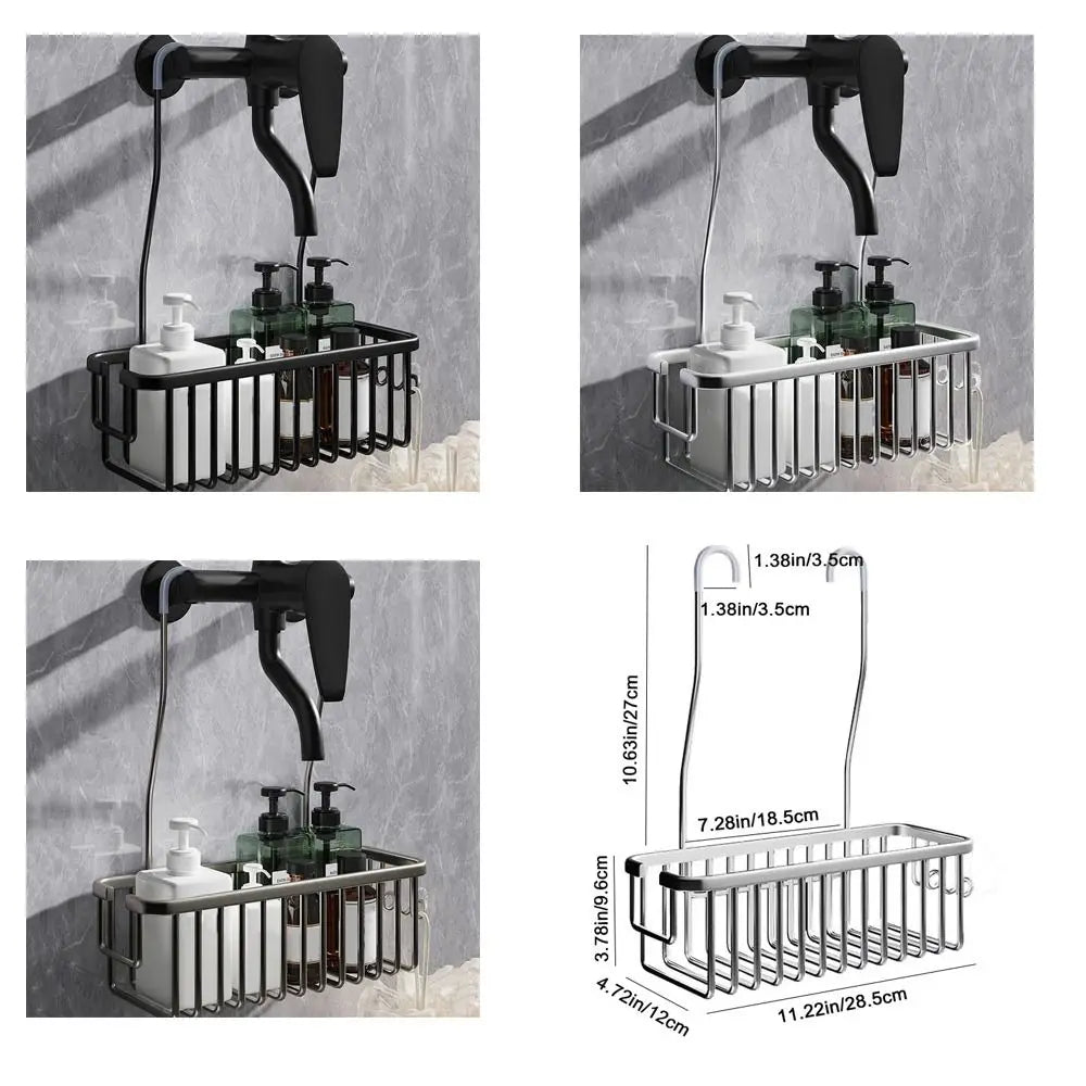 Stainless Shower Caddy with Hooks and Extra Storage