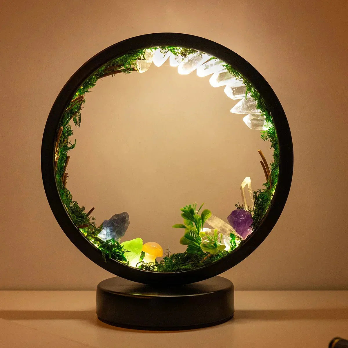 Beautiful Night Lamp with Green Crystal Accent