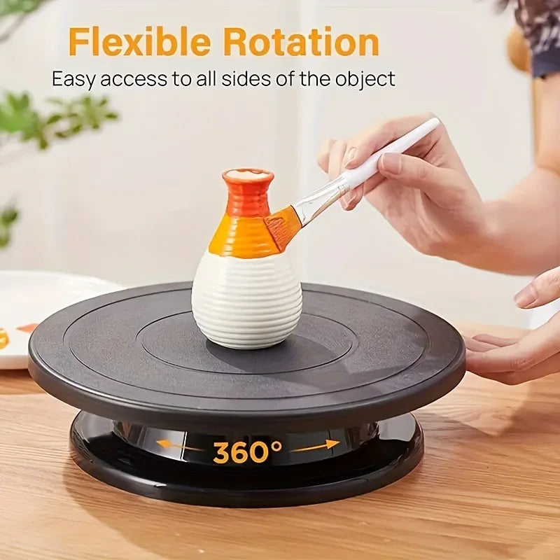 Rotating Cake Stand with 360° Spin, 28cm Square