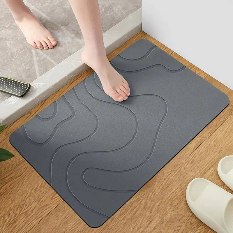 Absorbent Stone Effect Bath Mat Non Slip Quick Dry