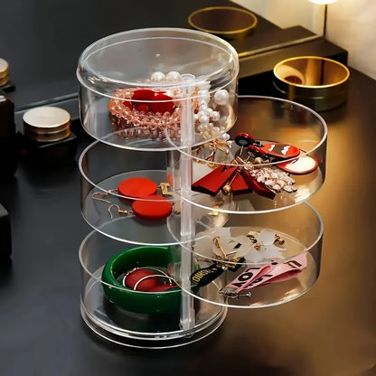 Clear 5 Tier Rotating Jewelry Organizer Box
