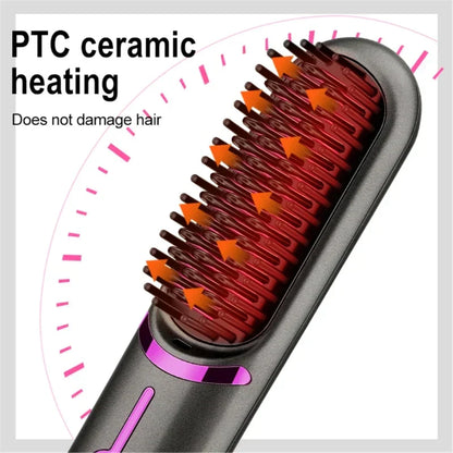 Ceramic Wireless Rechargeable Hair Straightening Brush