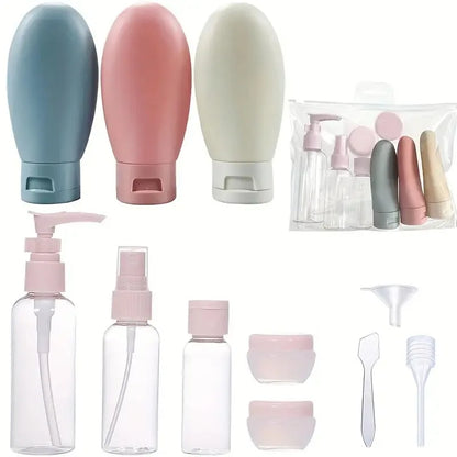 Portable 11pc Travel Cosmetic Kit | Leakproof Refillable Bottles
