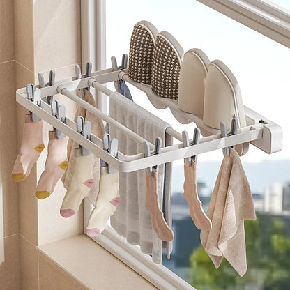 Compact Foldable Wall Mount Clothes Drying Rack