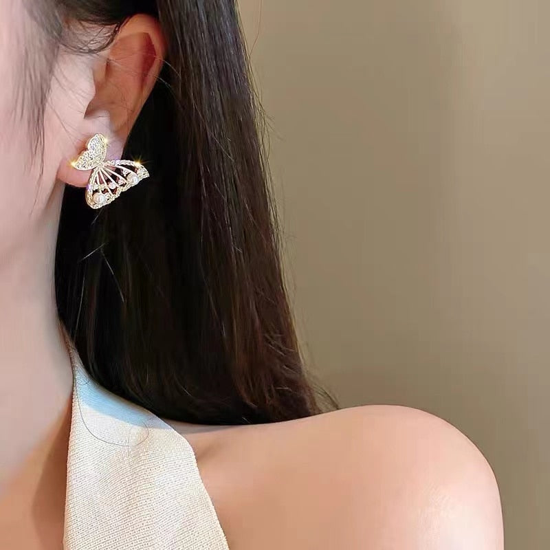 Sparkly Zircon Drop Earrings Korean Fashion Style