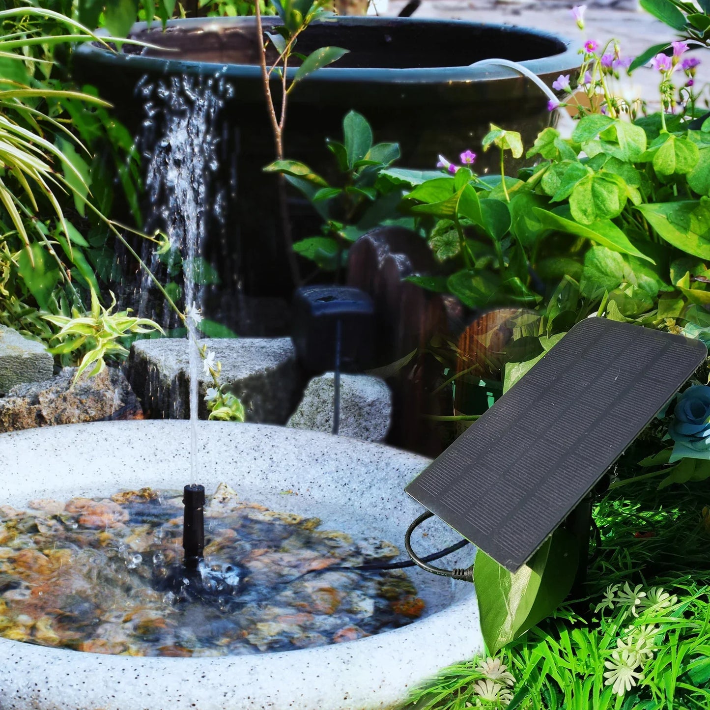 Solar Powered Water Fountain Kit for Pond and Garden