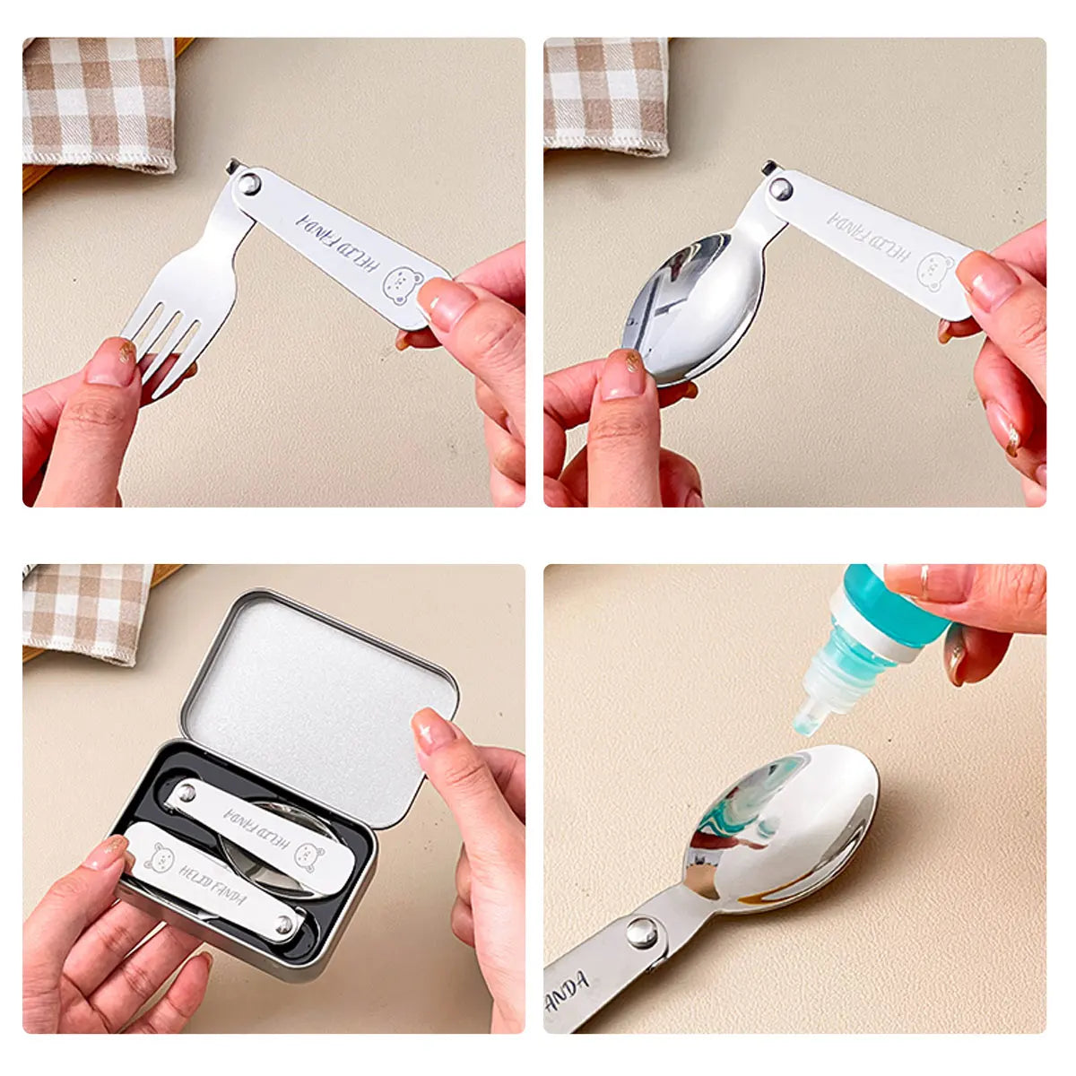 Portable Outdoor 3-Piece Stainless Steel Camping Utensils