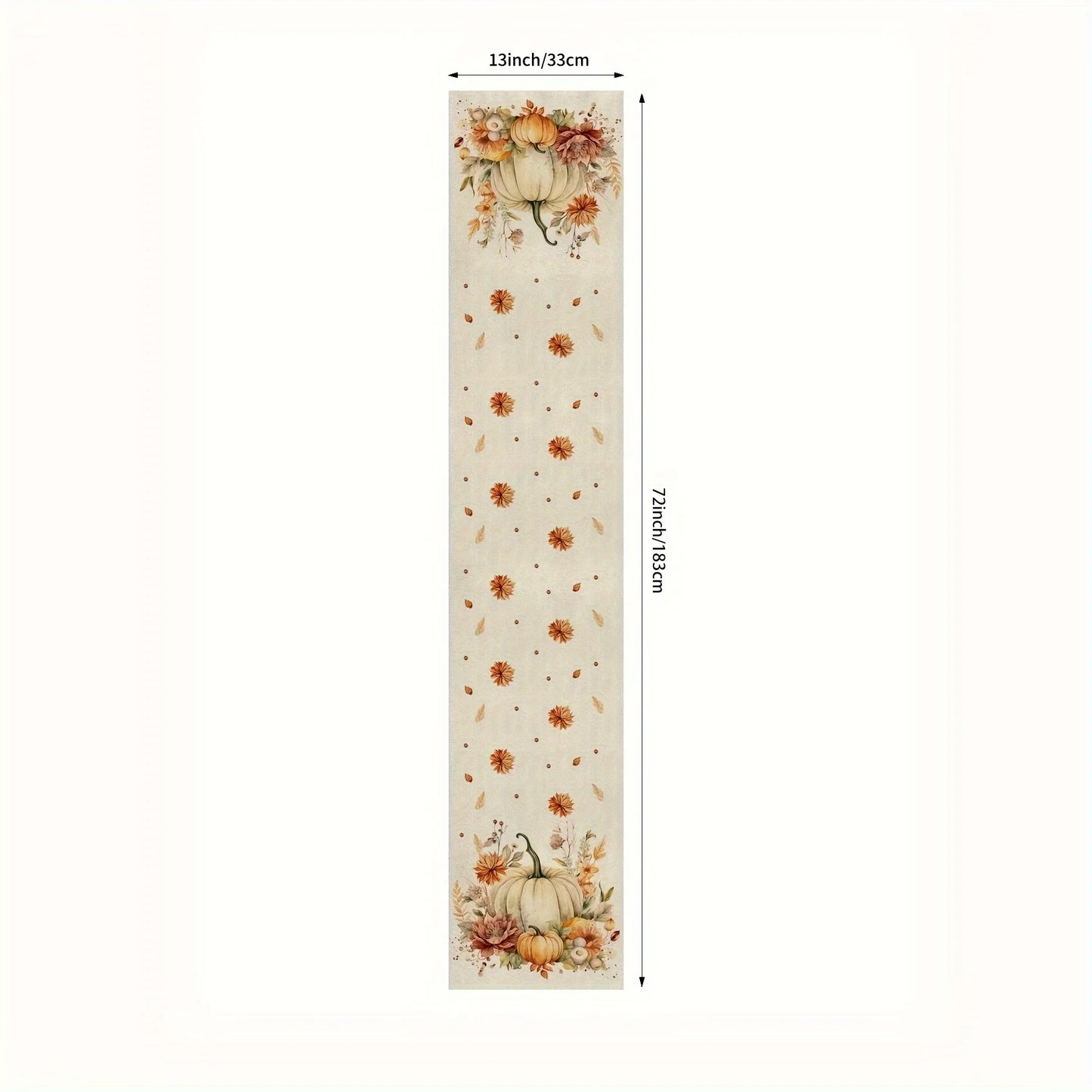 Warm Fall Table Runner with Pumpkin Design