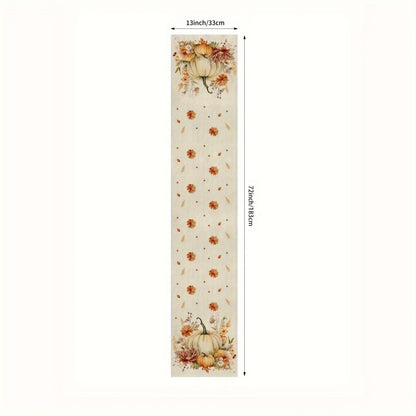 Warm Fall Table Runner with Pumpkin Design
