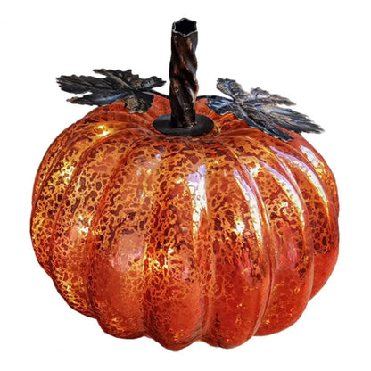 Warm Glass Pumpkin LED Decor for Fall & Halloween