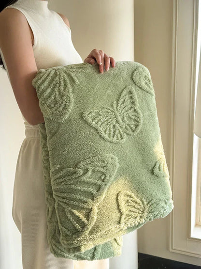 Cozy Plush Blanket with 3D Butterfly Pattern