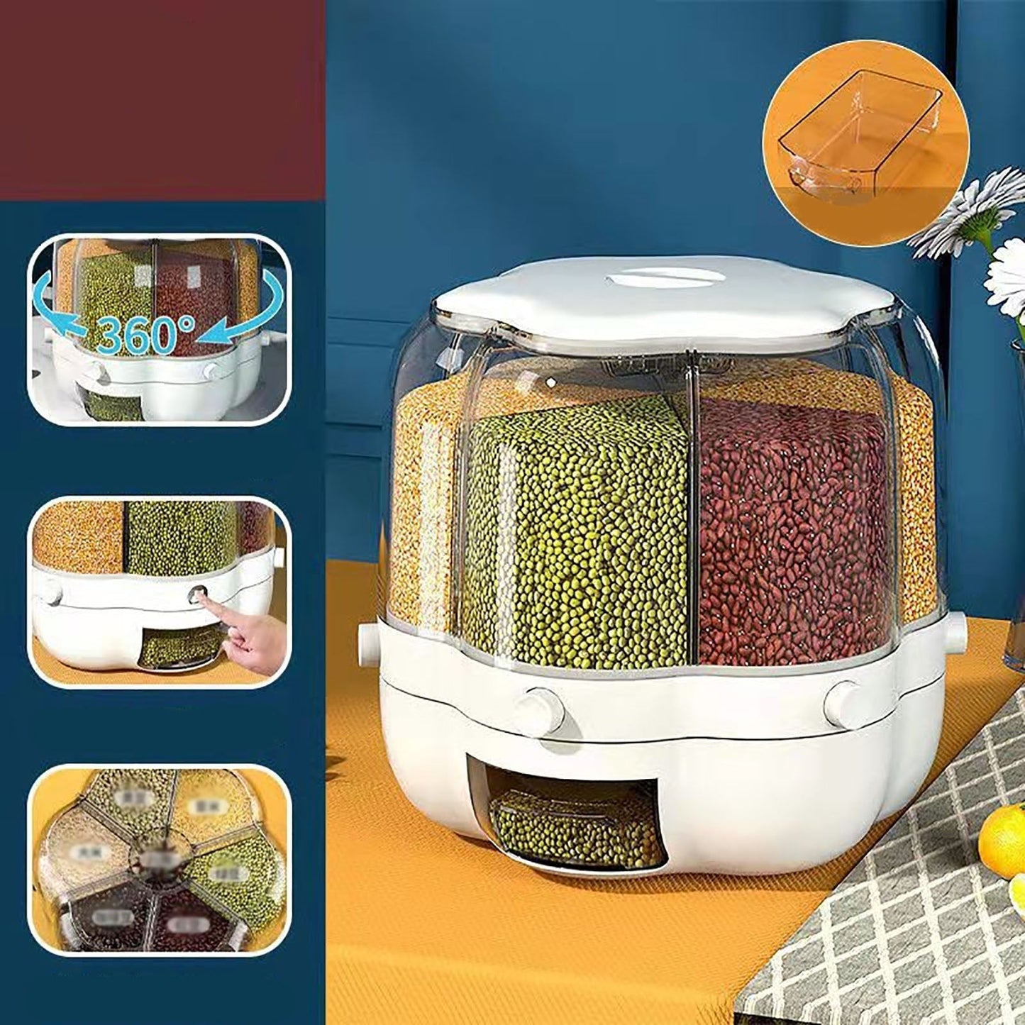 Easy 6-Grid Rotating Food Container