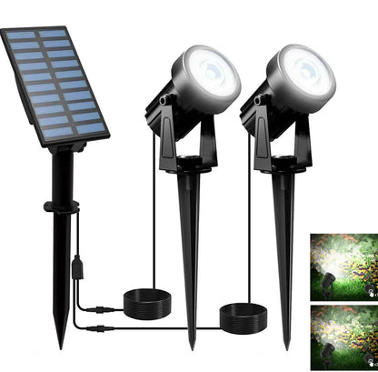 Outdoor Solar Powered Spotlight Warm White Duo Color