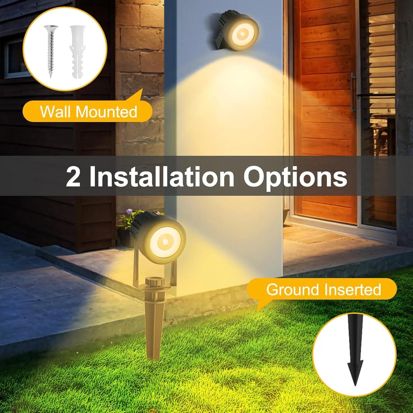 Outdoor Solar Powered Spotlight Warm White Duo Color