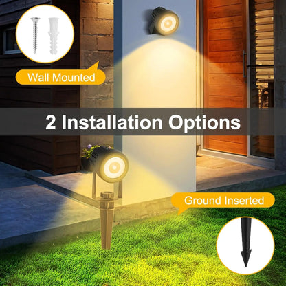 Outdoor Solar Powered Spotlight Warm White Duo Color