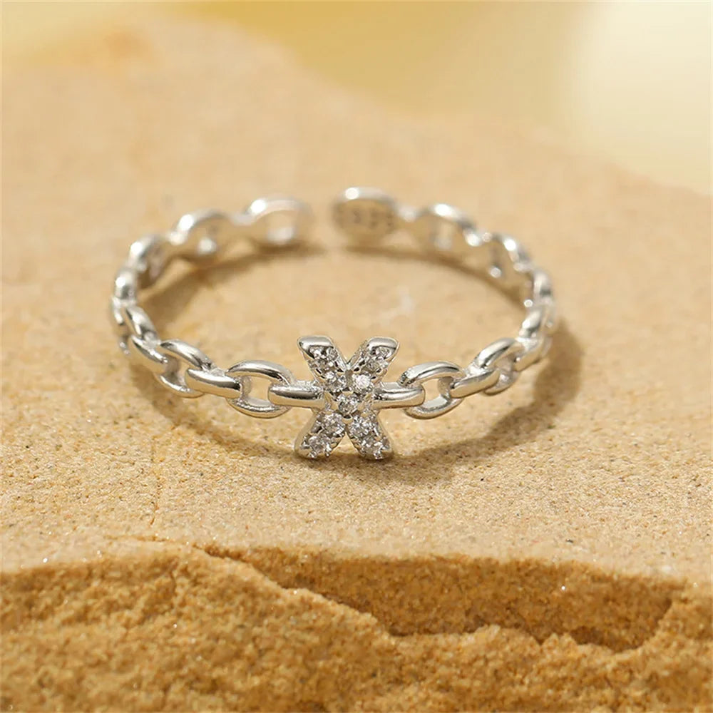 Delicate Diamond Initial Letter Ring