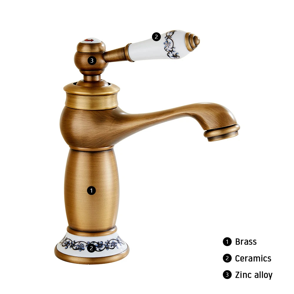 Classic Bronze Faucet with Ceramic Knob