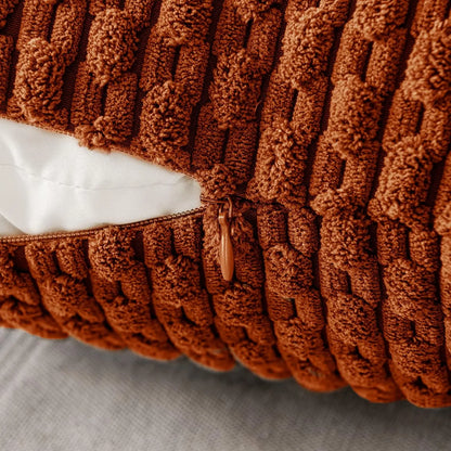 Cozy Striped Velvet Cushion in Modern Bohemian Style