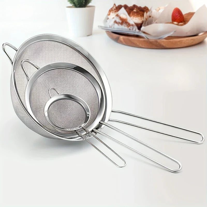 Premium 3pc Stainless Steel Mesh Sieve Set - Befez